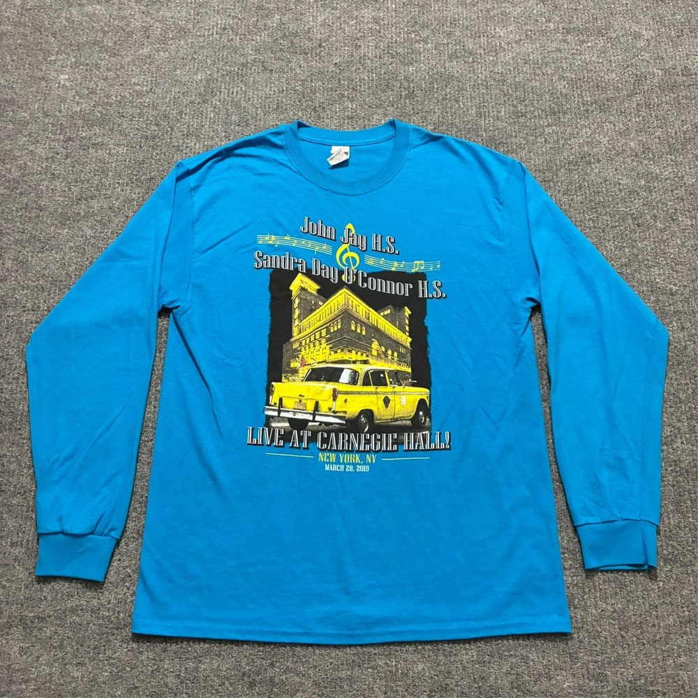 John Jay & O'Connor HS Carnegie Hall NYC 2009 Mens Shirt L Blue Long Sleeve